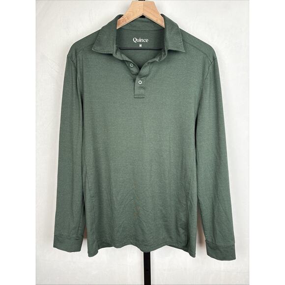 Quince Other - Quince Long Sleeve Polo Shirt Mens Medium Flowknit Breeze Performance Green